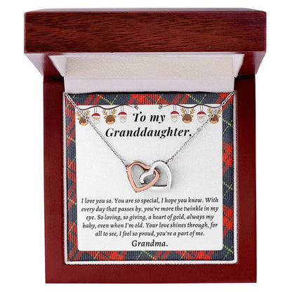 Christmast Gift To Granddaughter - Your Love Shines Through For All To See I Feel So Proud You’Re A Part Of Me. Interlocking Hearts Necklace