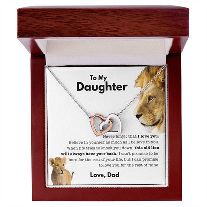 To My Daughter - Old Lion - Necklace Interlocking Hearts Necklace