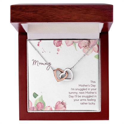 Mommy - This Mother'S Day I'M Snuggledin Your Tummy - Interlocking Heart Necklace Interlocking Hearts Necklace