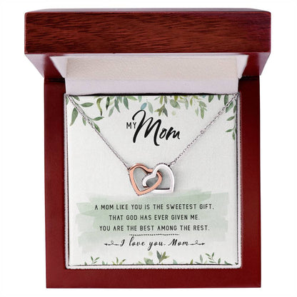 My Mom Interlocking Hearts Necklace Message Card