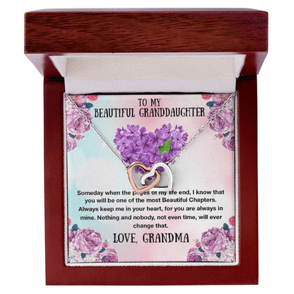 To My Granddaughter Necklace - The Most Beautiful Chapters - Gift For Granddaughter Granddaughter Interlocking Hearts Necklace