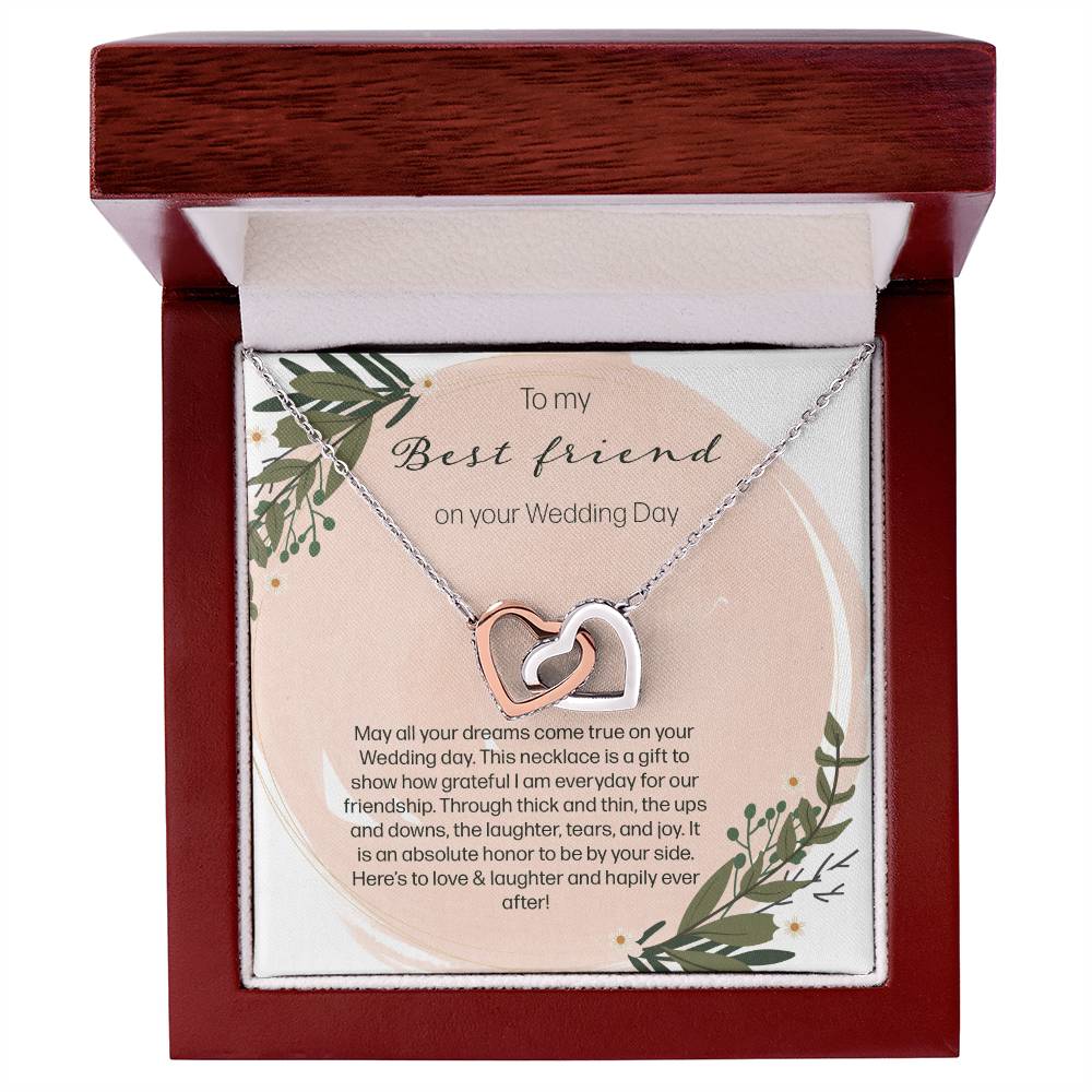 To My Bestfriend On Her Wedding Day - Leaf Interlocking Hearts Necklace