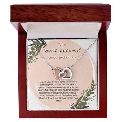 To My Bestfriend On Her Wedding Day - Leaf Interlocking Hearts Necklace