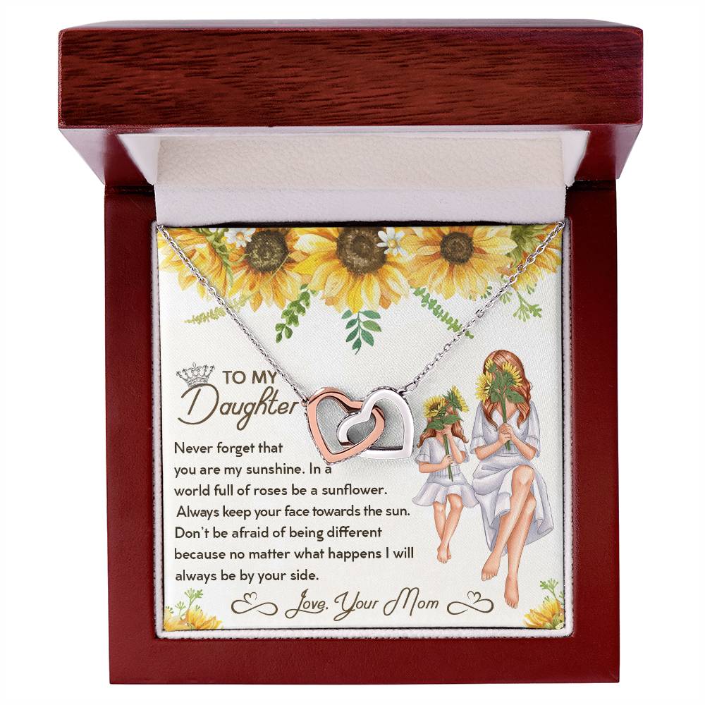 To My Daughter - Unique Interlocking Hearts Binding Necklace Gift Set Interlocking Hearts Necklace