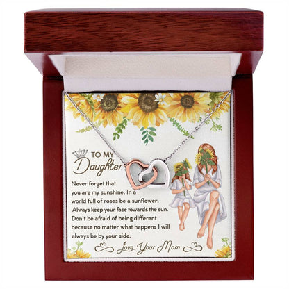 To My Daughter - Unique Interlocking Hearts Binding Necklace Gift Set Interlocking Hearts Necklace