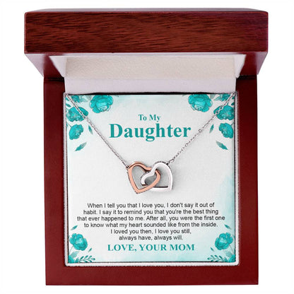 To My Crazy Daughter- Mom Love You - Mother Love For Daughter Interlocking Hearts Necklace