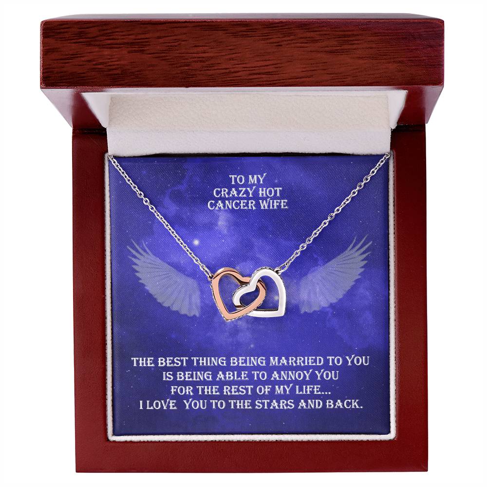 Hot Cancer Wife Interlocked Hearts Necklace With Personal Message Card And Jewelry Box. Interlocking Hearts Necklace