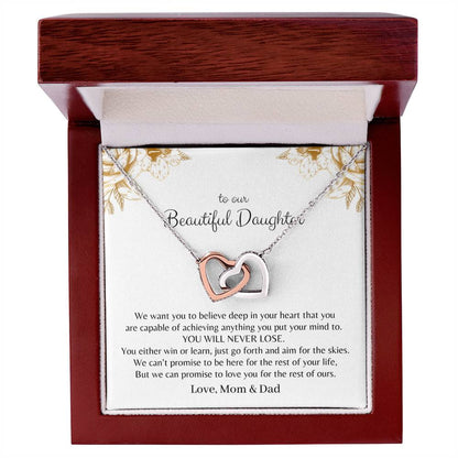 To My Daughter - Premium Interlocking Heart Cube - So2 Interlocking Hearts Necklace