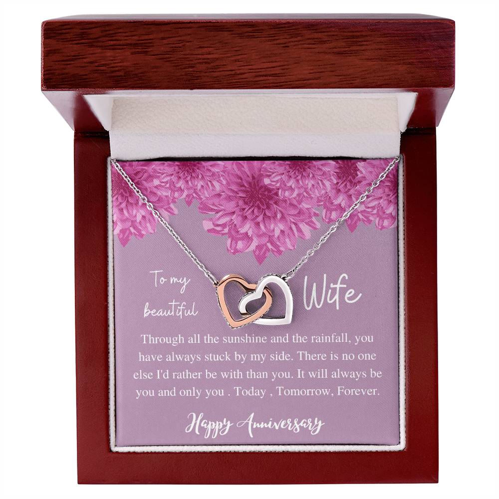 To My Beauiful Wife V2 Interlocking Hearts Necklace
