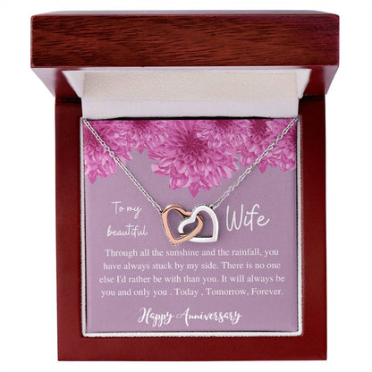 To My Beauiful Wife V2 Interlocking Hearts Necklace