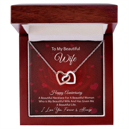 Anniversary Gift For Wife Interlocking Hearts Necklace