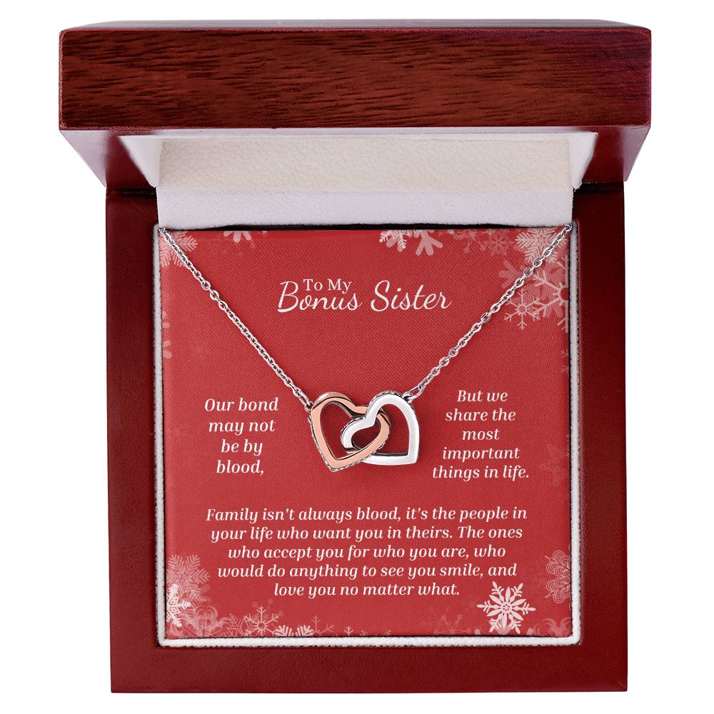 Love You No Matter What - Interlocking Hearts Necklace For Bonus Sister