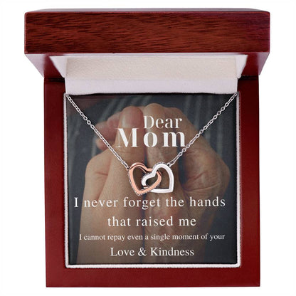 I Never Forget The Hands That Raised Me - Interlocking Necklace Interlocking Hearts Necklace