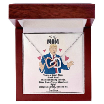 To My Great Mom - Approved With Signature - Tmm09 Interlocking Hearts Necklace