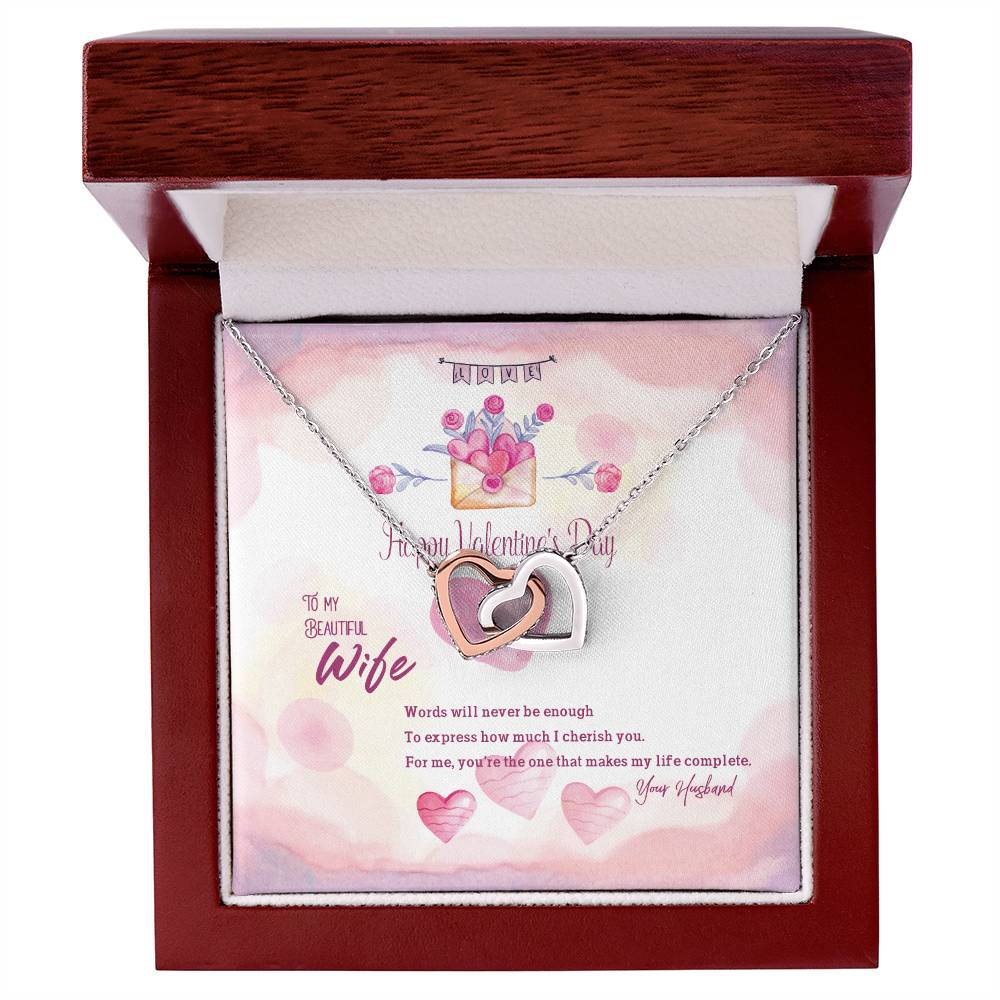 Interlocking Hearts To Beautiful Wife - D2 Interlocking Hearts Necklace