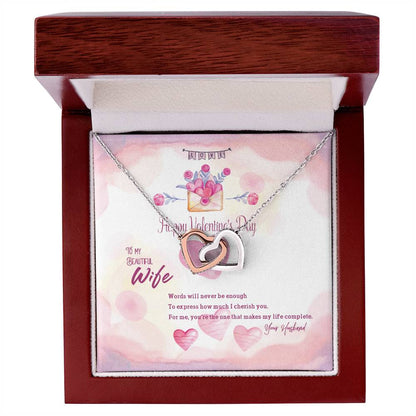 Interlocking Hearts To Beautiful Wife - D2 Interlocking Hearts Necklace