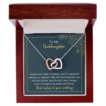 To My Goddaughter May The Bond Between You Two Last Forever Necklace Interlocking Hearts Necklace