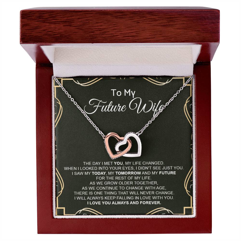 To My Future Wife - Luxurious Necklace Interlocking Hearts Necklace