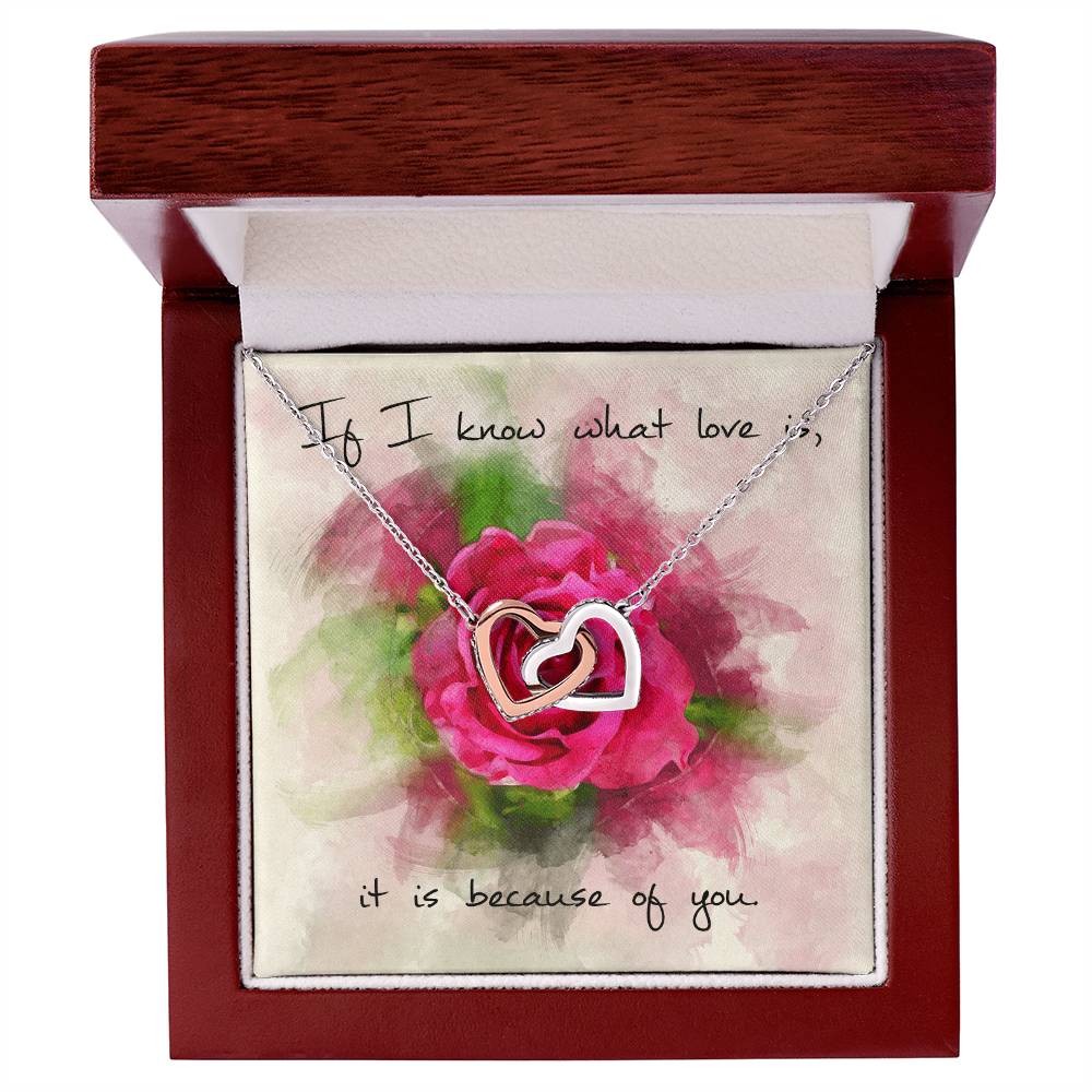 Interlocking Hearts Necklace – Red Rose Message Card