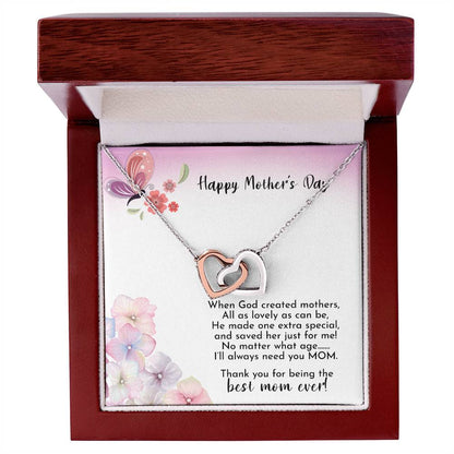 Happy Mother'S Day - Best Mom Ever - Necklace Interlocking Hearts Necklace