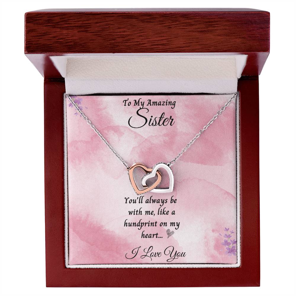 To My Amazing Sister Interlocking Hearts Necklace