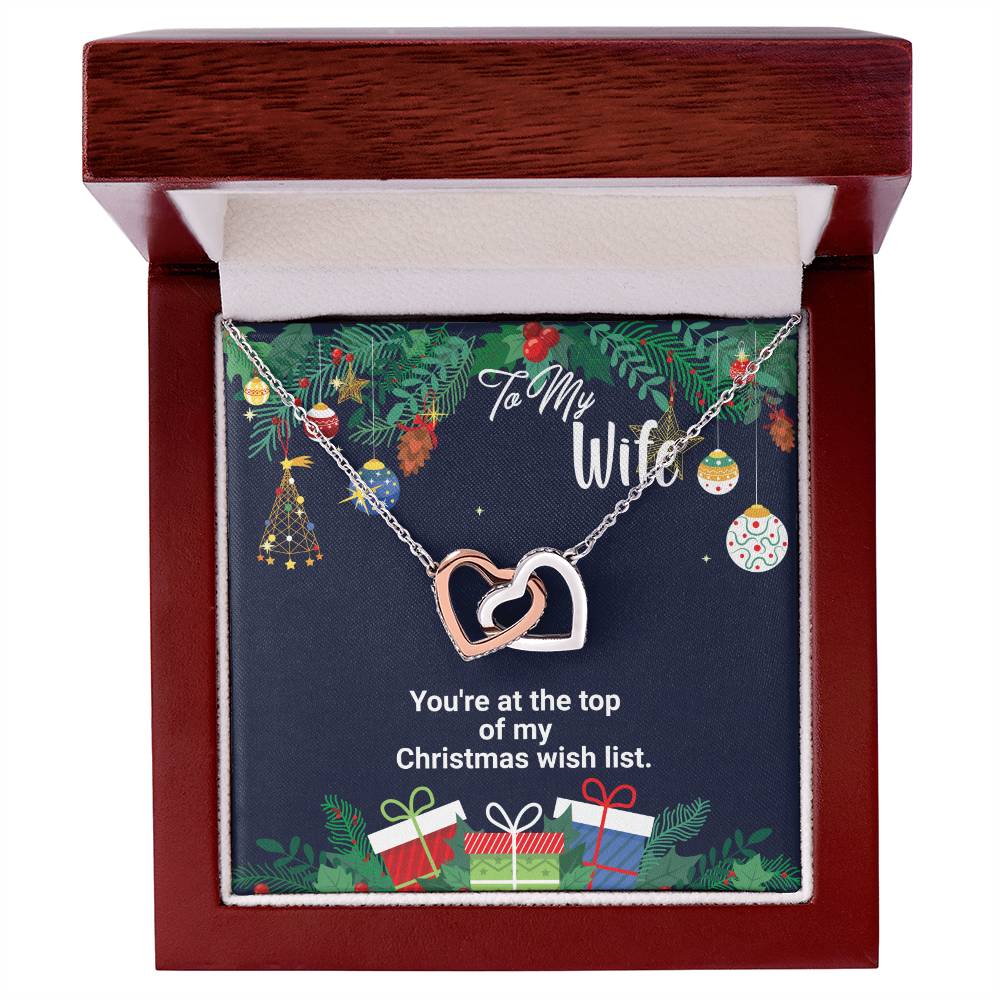 You'Re At The Top Of My Christmas Wish List Two Hearts Interlocked Together As A Symbol Of Never-Ending Love Necklace. Interlocking Hearts Necklace