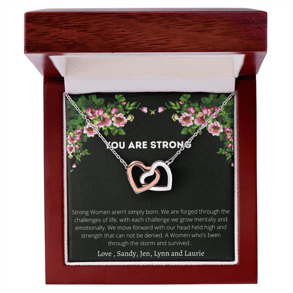 You Are Strong Interlocking Hearts Necklace
