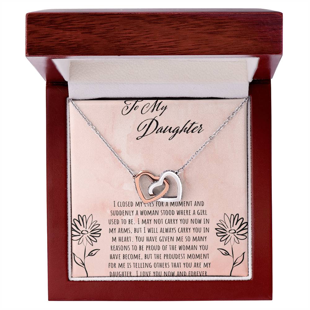 To My Daughter I Close My Eyes For A Moment Interlocking Hearts Necklace