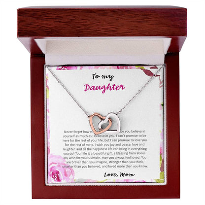 To My Daughter Never Forget How Much I Love You - Love Mom Interlocking Hearts Necklace