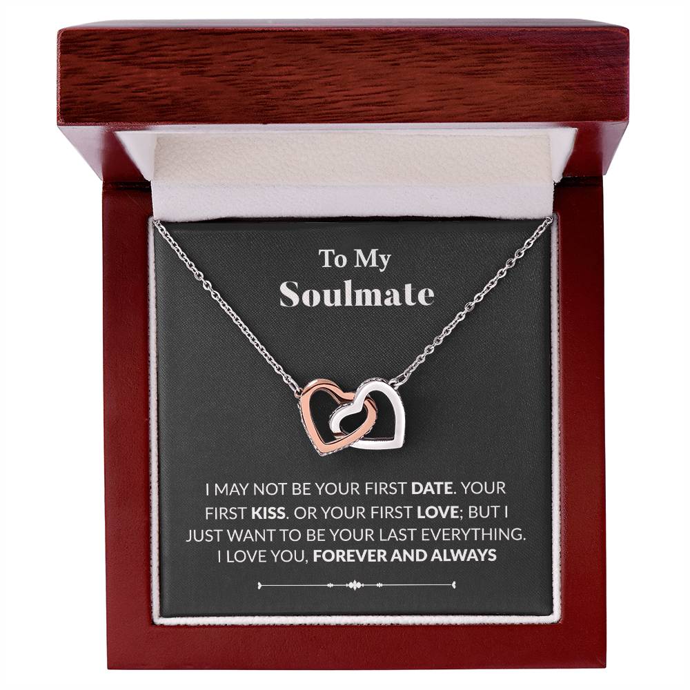 To My Soulmate Interlocking Heart Necklace Wife Necklace Fiancé Neclace Interlocking Hearts Necklace