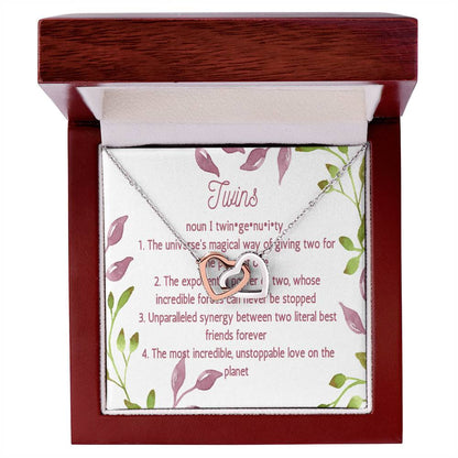 Twin Sister Gift Necklace Twin Birthday Gifts Twin Jewelry Twin Sisters Twin Girl Presents Presents For Twins Interlocking Hearts Necklace