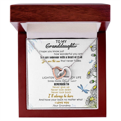 To My Granddaughter Interlocking Hearts Necklace Message Card