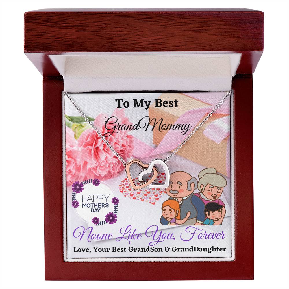 To My Best Grandmommy Interlocking Hearts Necklace