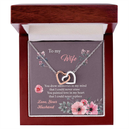 To My Wife - Memories Paint Heart - Necklace Interlocking Hearts Necklace