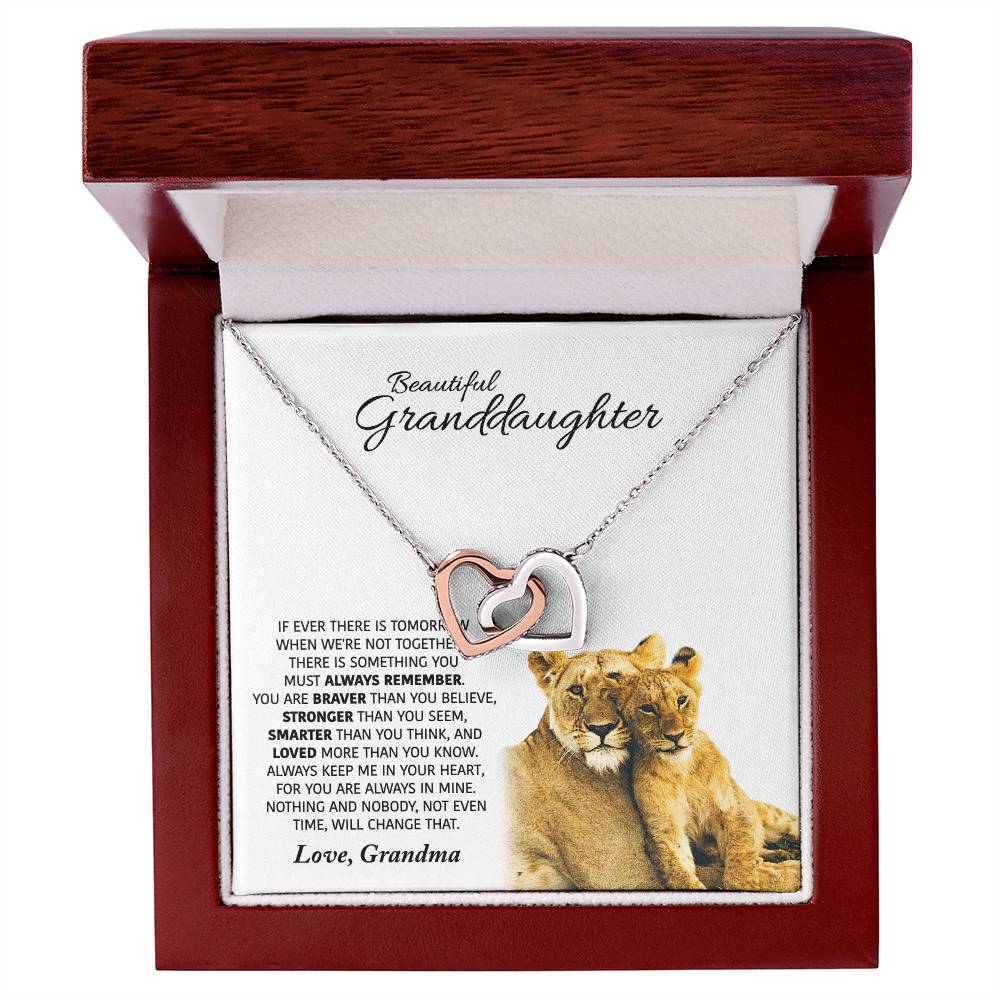 Love Gift For Granddaughters From Grandma - Interlocking Hearts Necklace
