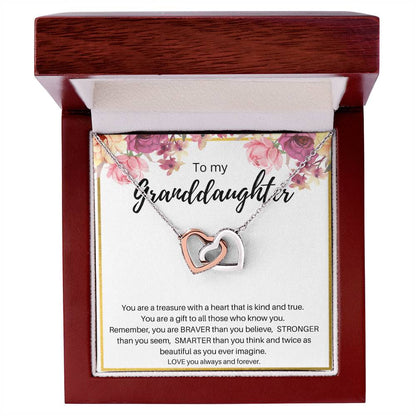 To My Granddaughter Interlocking Hearts Necklace