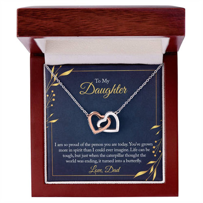 To My Daughter - I Am So Proud Of The Person You Are Today - Necklace Interlocking Hearts Necklace