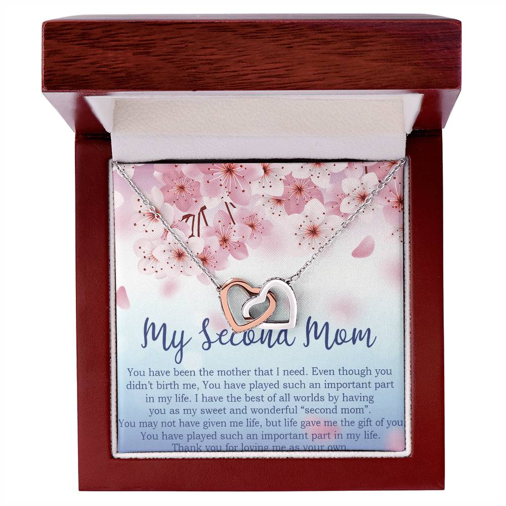 To My Second Mom Gifts Interlocking Hearts Necklace -