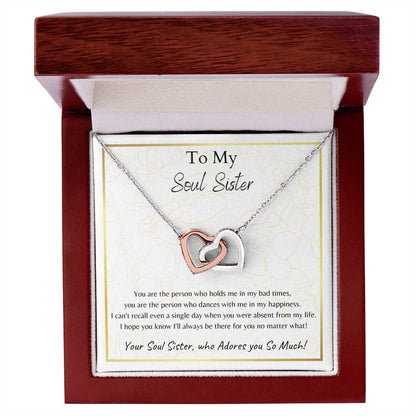 To My Soul Sister Interlocking Hearts Necklace