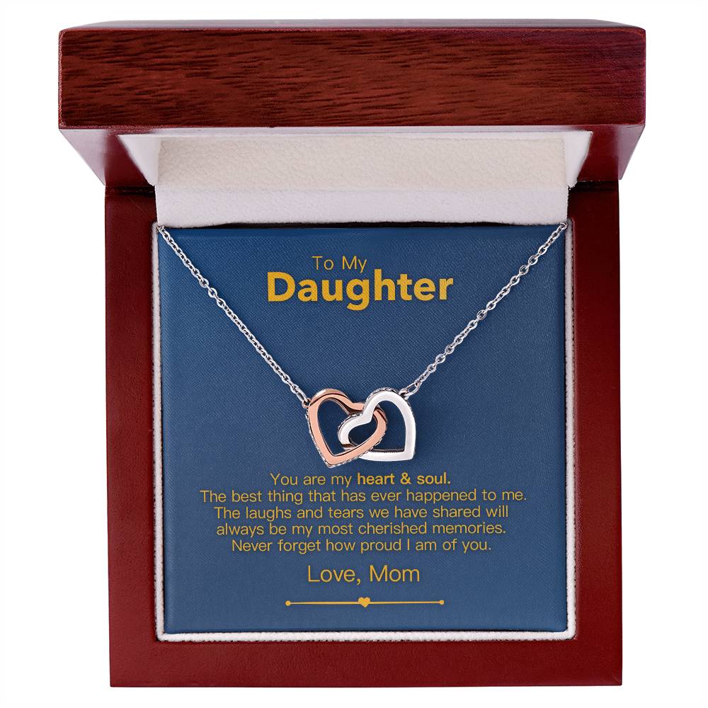 To My Daughter - Heart & Soul - Necklace Interlocking Hearts Necklace