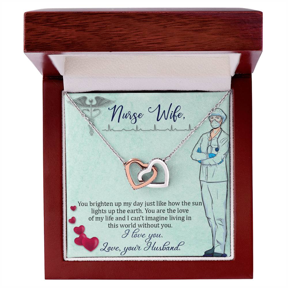 Nurse Wife - You Brighten Up My Day - Interlocking Hearts Necklace