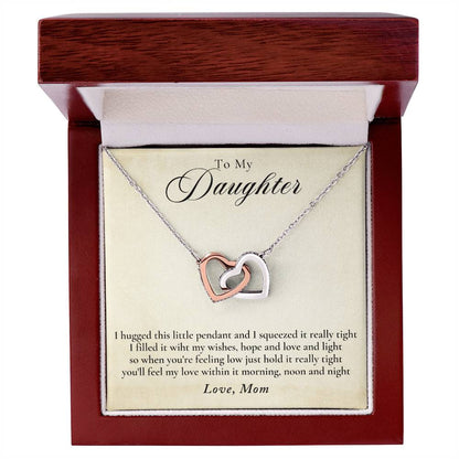 To My Daughter - Love Mom Interlocking Hearts Necklace