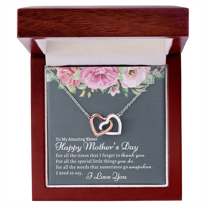 To My Amazing Sister Necklace Interlocking Hearts Necklace