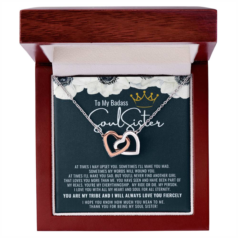 To My Badass Soul Sister Necklace Soul Sister Necklace Remember Whose Bestie You Are And Straighten Your Crown Interlocking Hearts Necklace