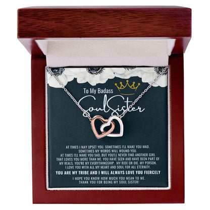 To My Badass Soul Sister Necklace Soul Sister Necklace Remember Whose Bestie You Are And Straighten Your Crown Interlocking Hearts Necklace