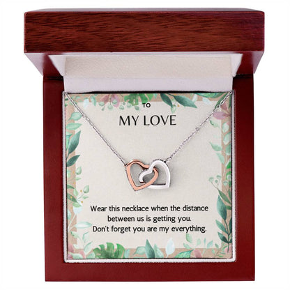 To My Love The Distance Between Us - Connected Hearts Necklace Interlocking Hearts Necklace