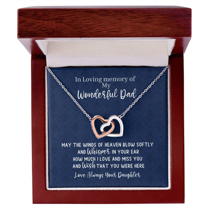 Dad Remembrance - 2 Hearts Necklace - Love Daughter Interlocking Hearts Necklace