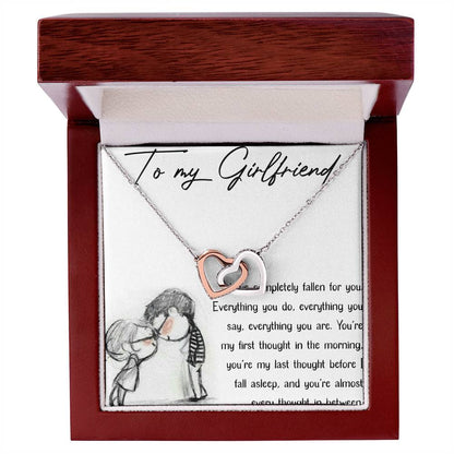 To My Girlfriend Interlocking Hearts Necklace Message Card