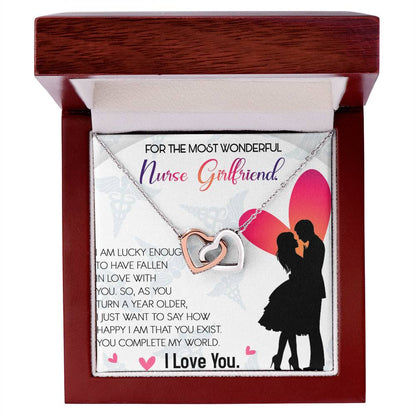 Nurse Girlfriend Interlocking Hearts Necklace Message Card