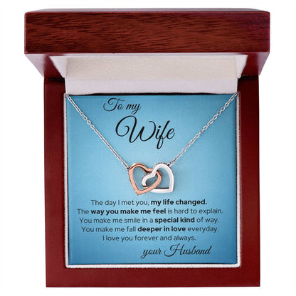 My Life Changed - Wife Necklace Interlocking Hearts Necklace